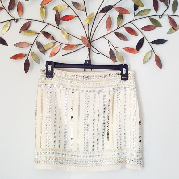 🆕Forever 21 white rhinestone embellished skirt