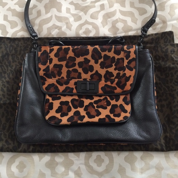 Rebecca minkoff leather and leopard bag