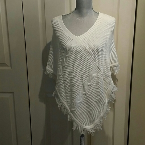 Cream knit poncho