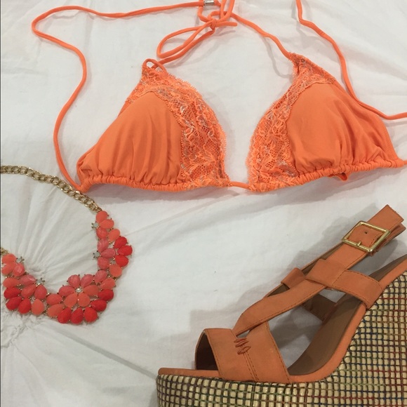 PINK orange bathing suit top