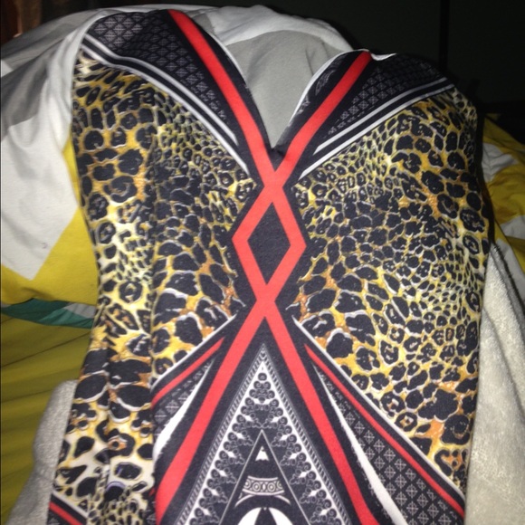 Cheetah/abstract print body-con dress