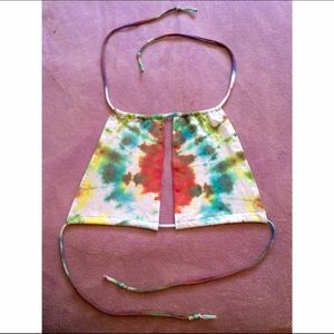 Tie-dye halter string top