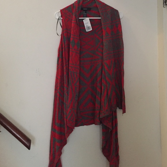 Tribal cardigan, red and grey!