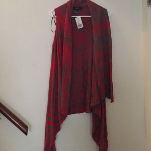 Tribal cardigan, red and grey!