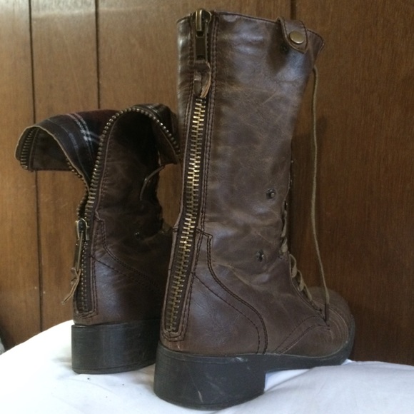 Brown combat boots