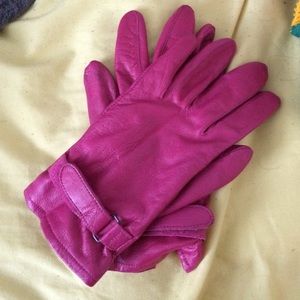 Hot pink leather gloves