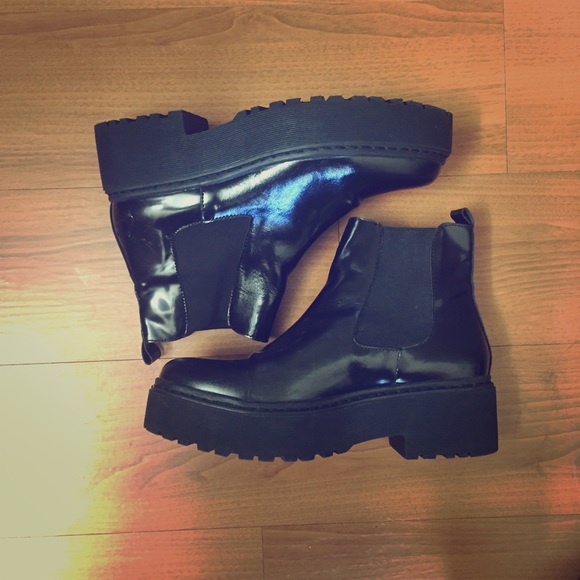 Black leather Jeffrey Campbell platform boots