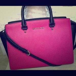 Michael Kors Saffiano Leather  Handbag silver