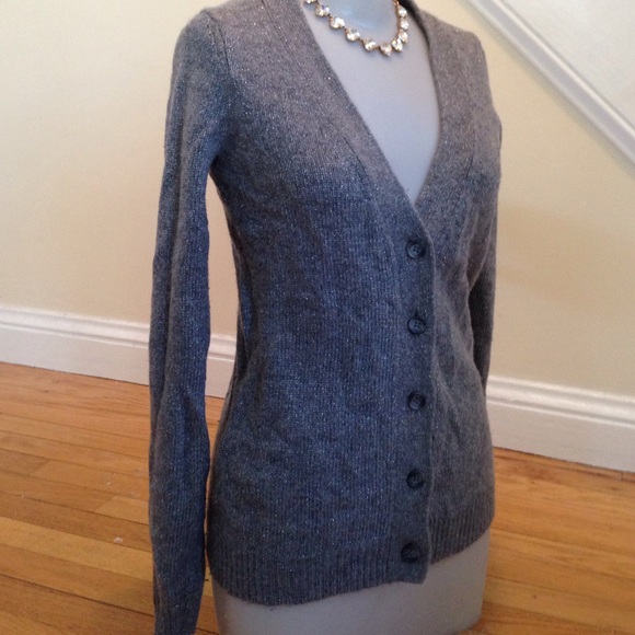 Ann Taylor grey sparkly cardigan - Picture 1 of 4