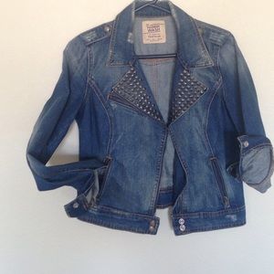Studded Edgy Denim Moto Jacket