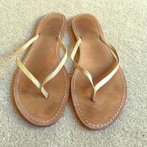 J. Crew gold Capri leather flip flops