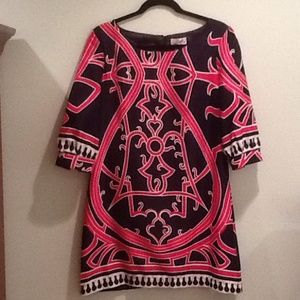 Francesca Paraella Navy Blue and Pink Shift Dress