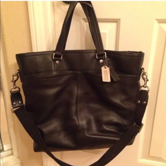 Authentic Large Leather Black Coach Bag