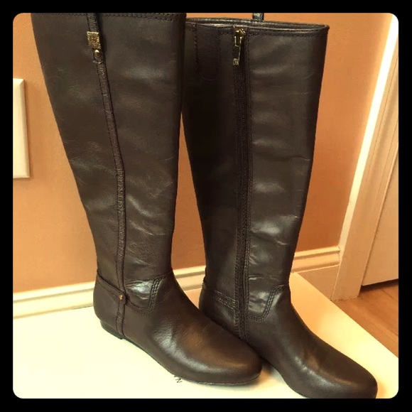 Anne klein creda wedge boots dark brown wide calf