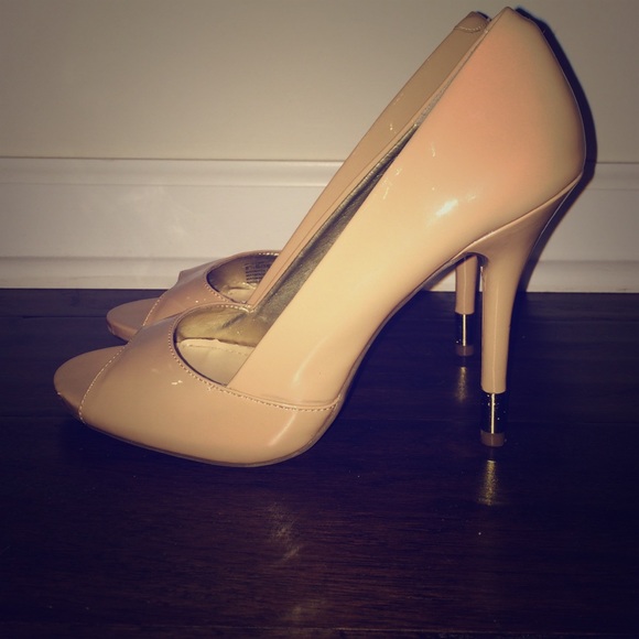 BCBG Nude Peep Toe Pumps