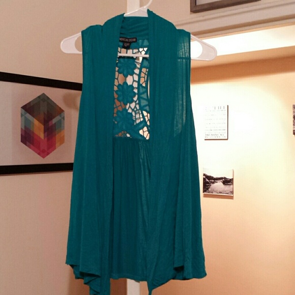 Long teal vest