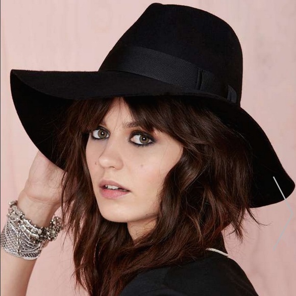 Nasty Gal Covert Wool Hat Black Wide Brim Fedora
