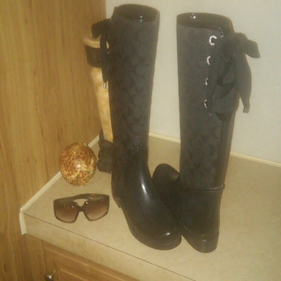 Just @caseyavera Coach Rain Boots,,coach wristlet!