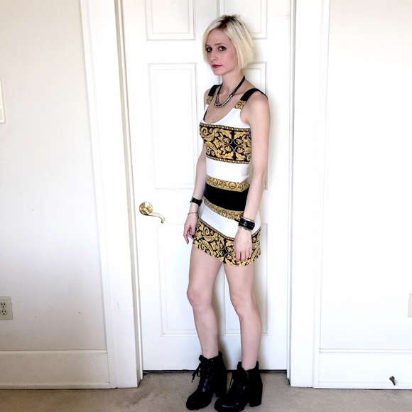 MINKPINK bodycon dress in black/yellow