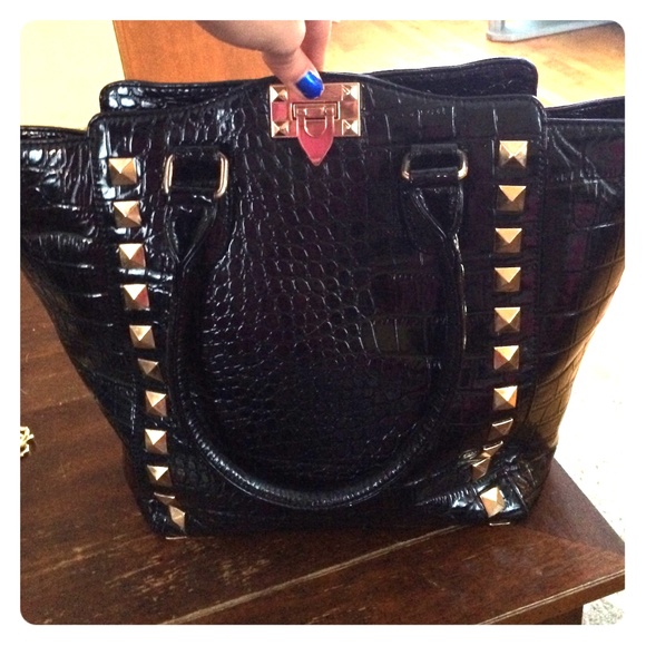 Black faux leather bag