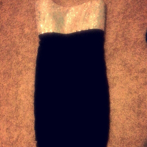 Strapless nude sequin dress