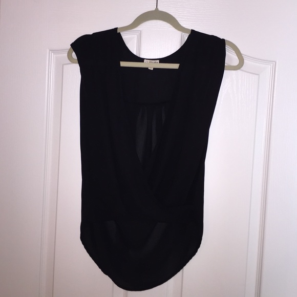 Black low cut and high low sheer top!
