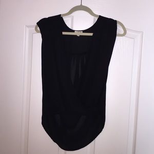 Black low cut and high low sheer top!