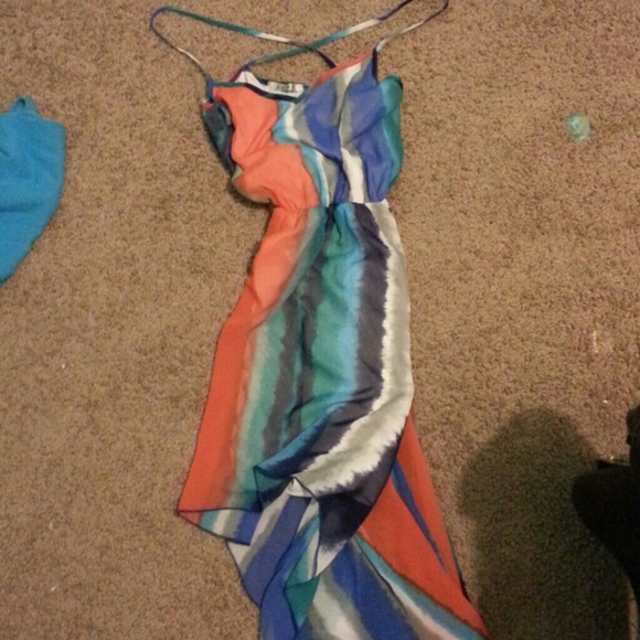 A multi-colored waterfall dress