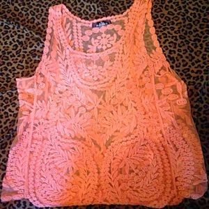 Coral lace shirt