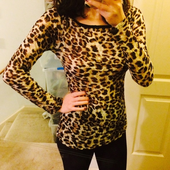 Spring summer long sleeve animal print top