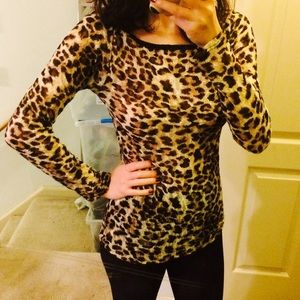 Spring summer long sleeve animal print top