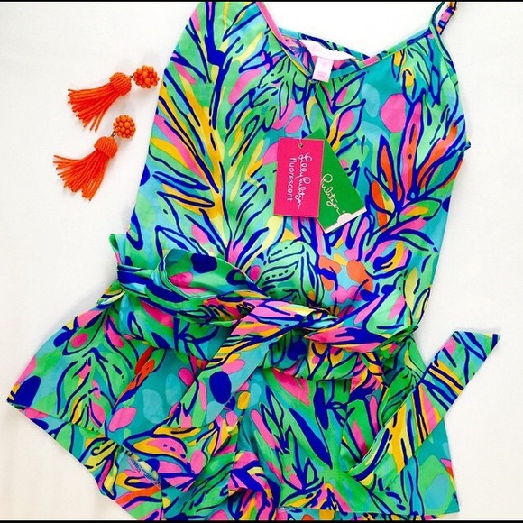 Lilly Pulitzer Deanna Tank Top Romper in Hot Spot