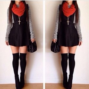 Black Overall Skater Skirt