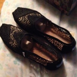 Toms, black crochet, size 7.5