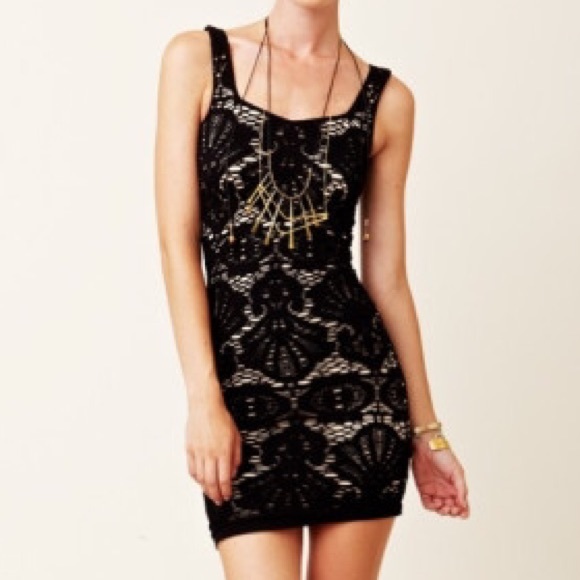 Free People Black Medallion Slip Dress