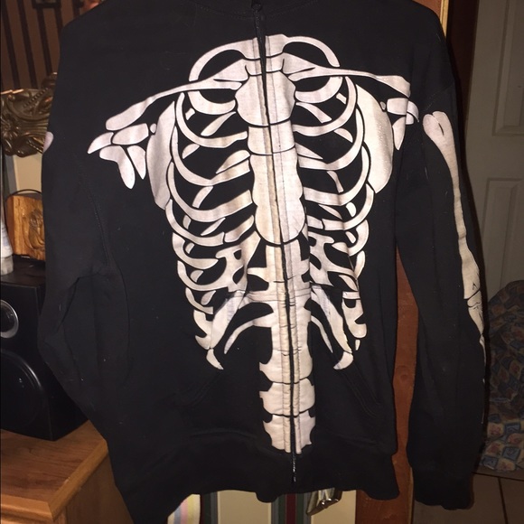 Glow in the dark skeleton hoodie with zip up hood