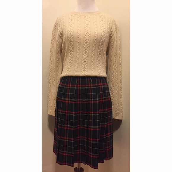 Tartan Plaid Talbots Pleated Wool Skirt - Size 4