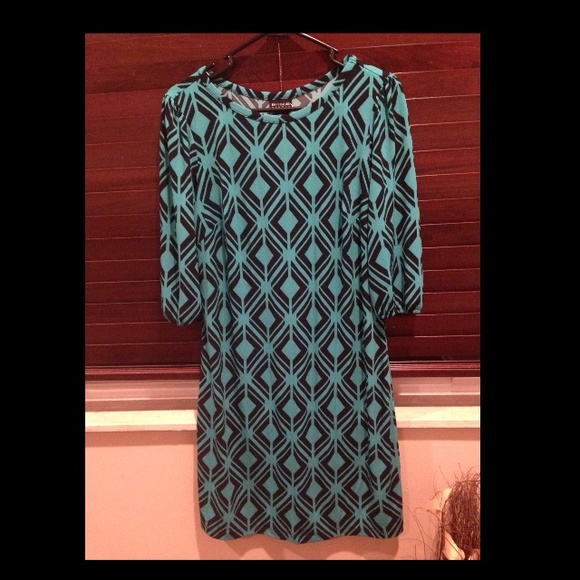 Turquoise and black mini dress!