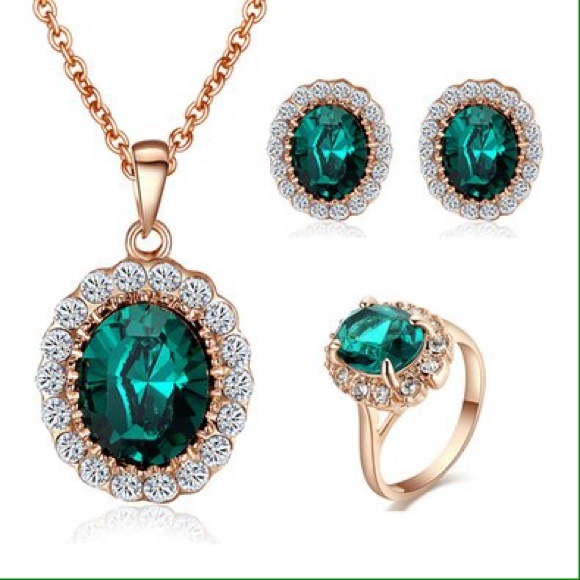 Accessories - Gorgeous Gemstone  18K Rose Gold Necklace Earring