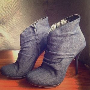 Blue denim booties.