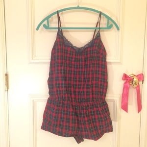 Forever 21 pajama romper red plaid