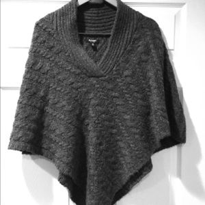 Dark heather grey cable knit poncho-Old Navy