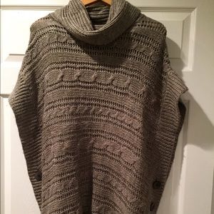 Cowl-neck cable knit poncho by Fever