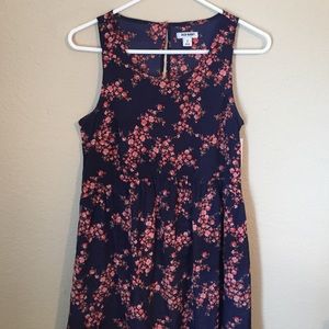 Navy silk floral dress