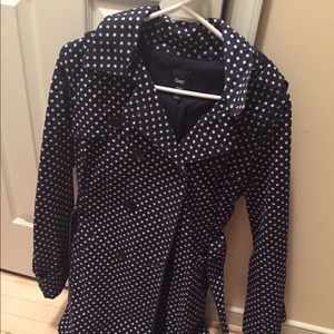 Dark blue and white polka dot long GAP jacket!