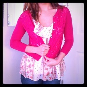 Hollister hot pink cardigan