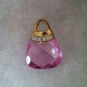 Pink Sapphire & 10k Gold Purse Pendant