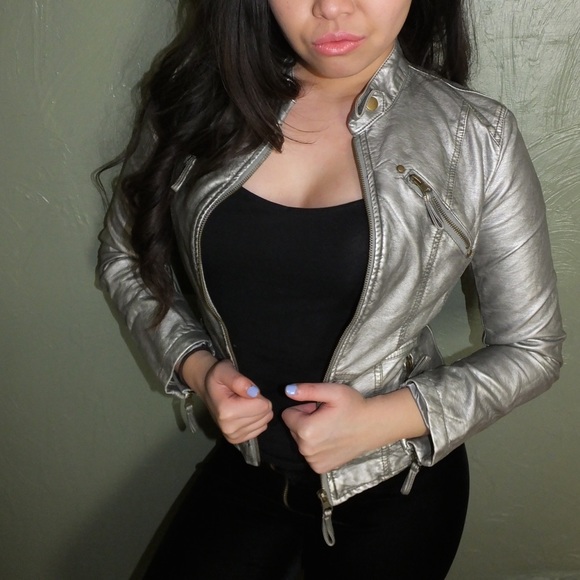 Silver Faux Leather Jacket