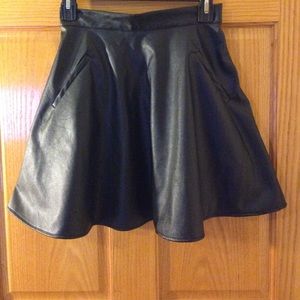 Black faux leather skirt