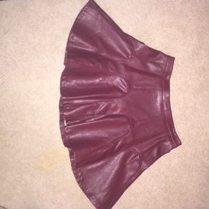 Oxblood Faux Leather Circle Skirt
